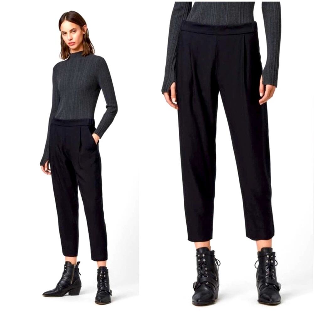 Allsaints Black Aleida Tapered Low Rise Trousers 8
